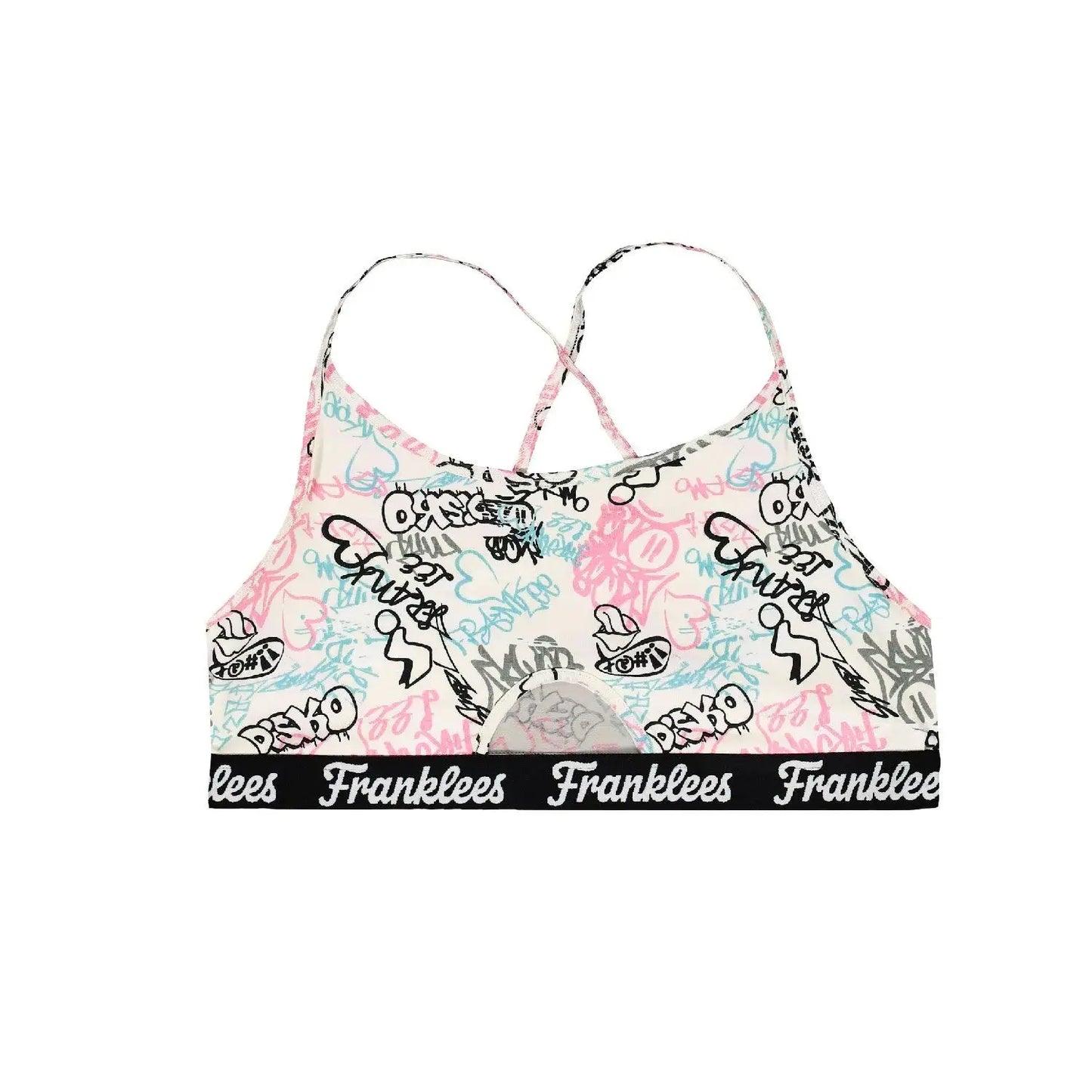 Franklees Women's Graffiti Cut Out Crop Top Small Franklees