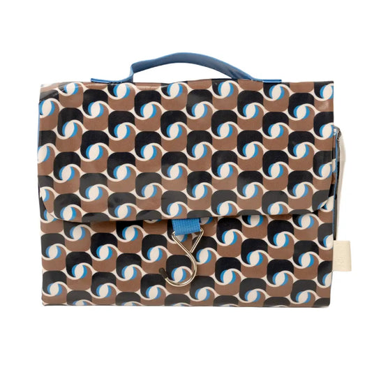 Threefold Hanging Wash Bag - Geometra Azure Victoria Green