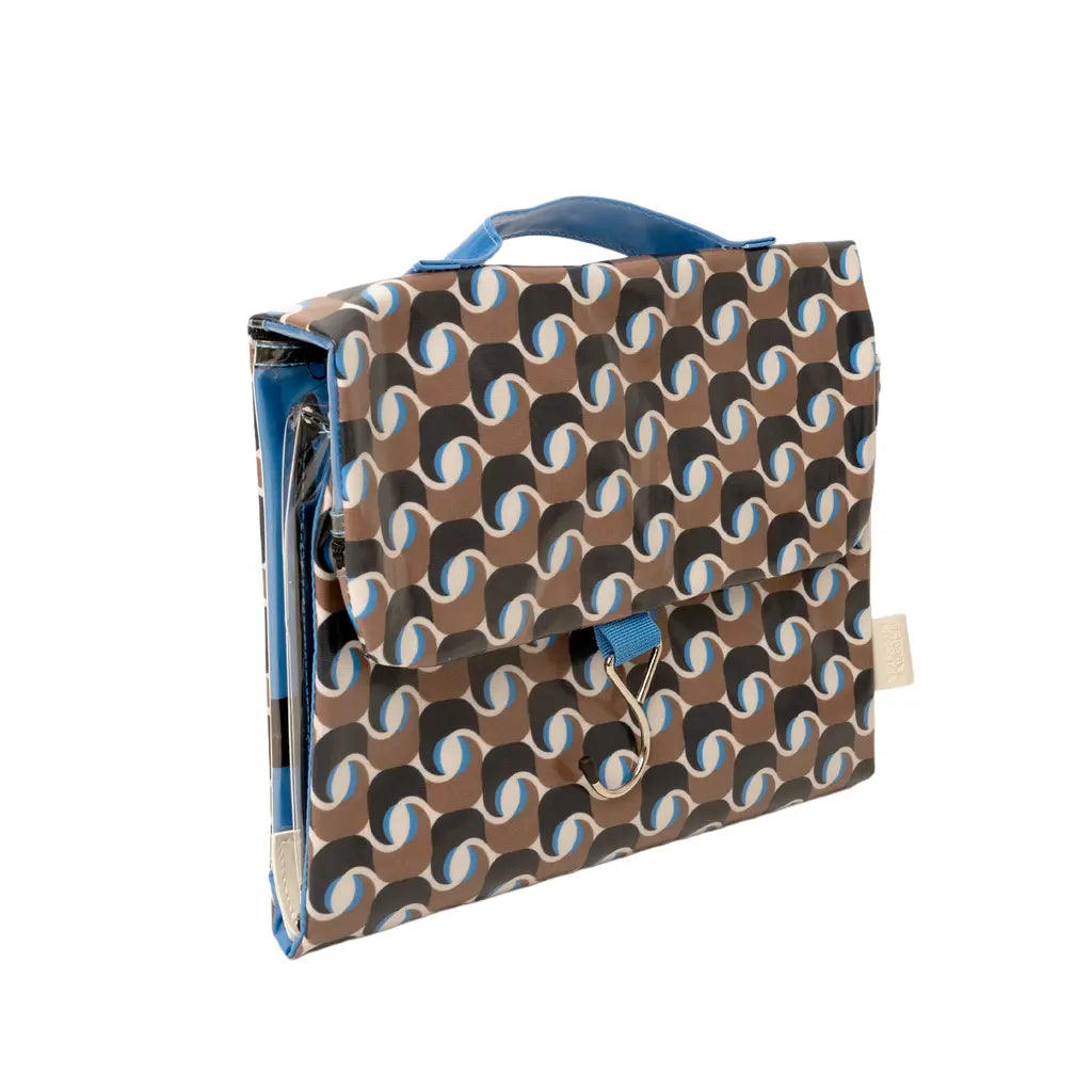 Threefold Hanging Wash Bag - Geometra Azure Victoria Green