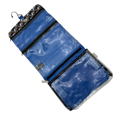 Threefold Hanging Wash Bag - Geometra Azure Victoria Green