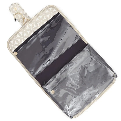 Kate Hanging wash bag with detachable airport security bag in gold pattern