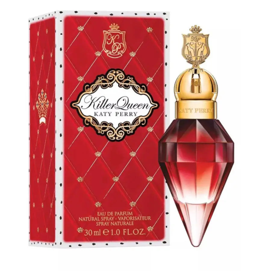 Katy Perry Killer Queen perfume bottle and packaging on a white background