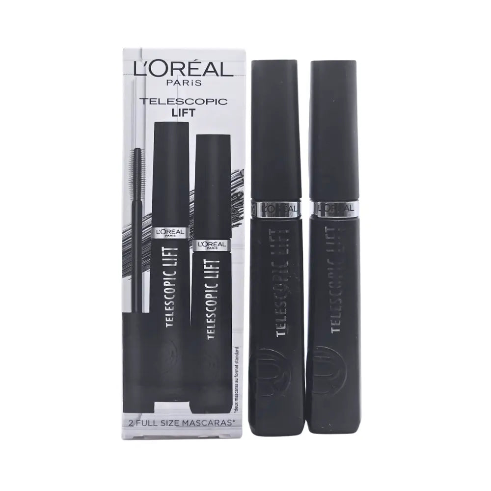 L'Oreal Telescopic Lift Mascara Set 2 x Full Size Black Mascaras 9.9ml L'Oreal