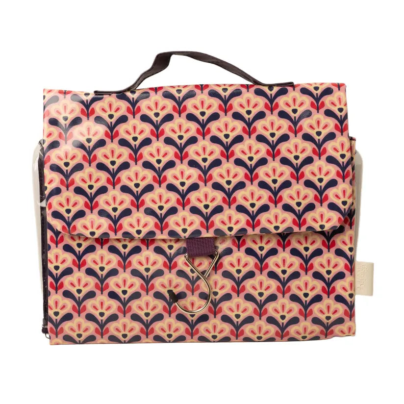 Pink Deco Lily Threefold Hanging Wash and Small Clear Makeup Bag Set