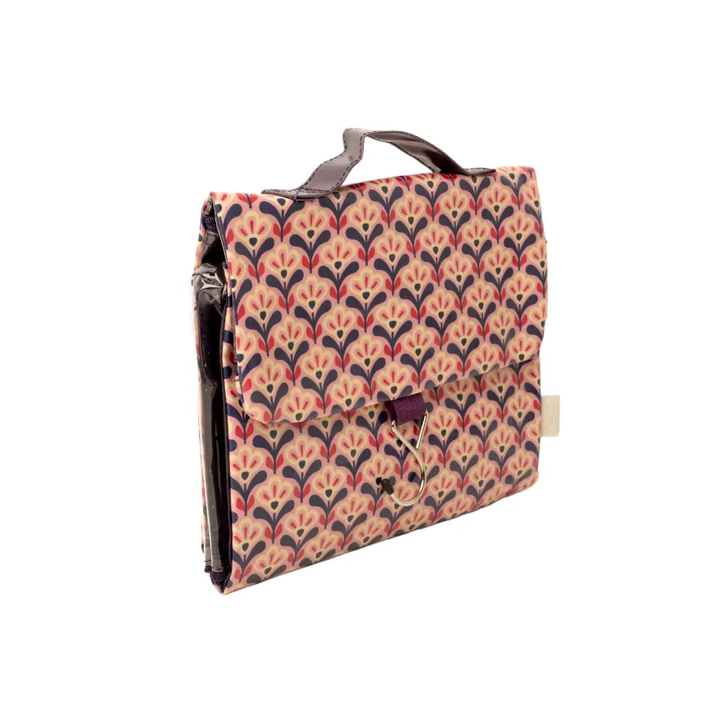 Threefold Hanging Wash Bag - Pink Deco Lily Victoria Green