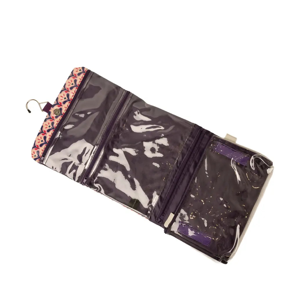 Threefold Hanging Wash Bag - Pink Deco Lily Victoria Green