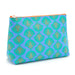 large make up bag in blue shell print