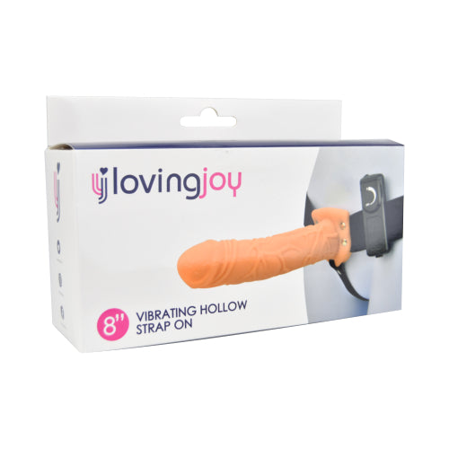 Loving Joy 8 Inch Vibrating Hollow Strap On Vanilla Loving Joy