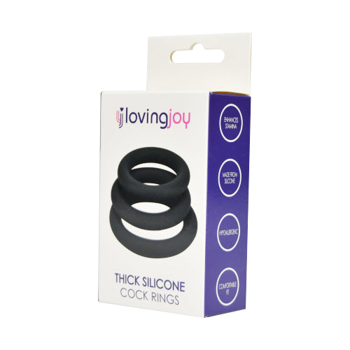 Loving Joy Thick Silicone Cock Rings 3 Pack Grey Loving Joy