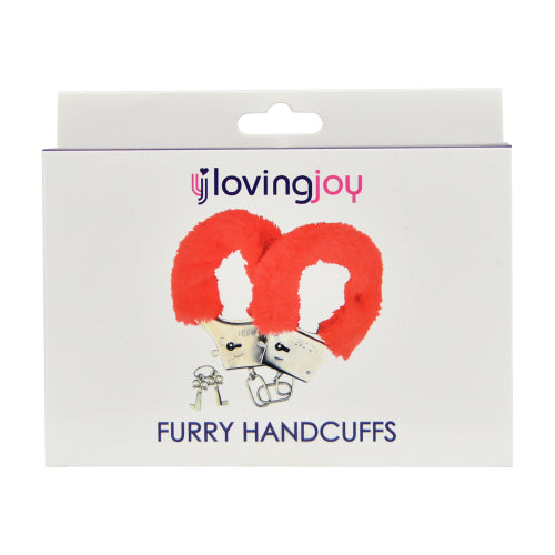 Loving Joy Furry Handcuffs Red Loving Joy