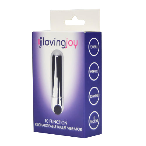 Loving Joy 10 Function Rechargeable Bullet Vibrator Silver Loving Joy