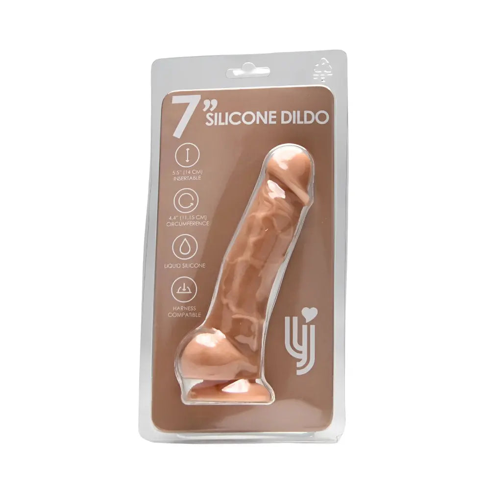 Loving Joy 7 Inch Realistic Silicone Dildo with Suction Cup and Balls Vanilla Loving Joy