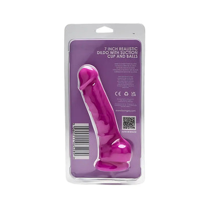 Loving Joy 7 Inch Realistic Silicone Dildo with Suction Cup and Balls Purple Loving Joy