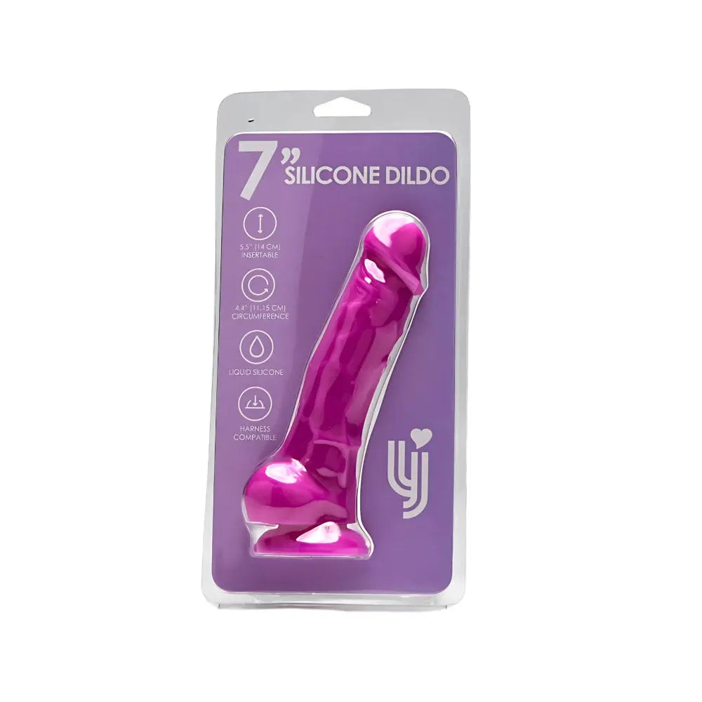 Loving Joy 7 Inch Realistic Silicone Dildo with Suction Cup and Balls Purple Loving Joy