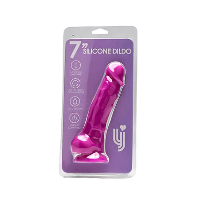 Loving Joy 7 Inch Realistic Silicone Dildo with Suction Cup and Balls Purple Loving Joy