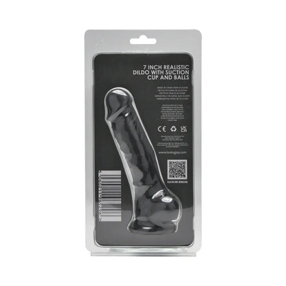 Loving Joy 7 Inch Realistic Silicone Dildo with Suction Cup and Balls Black Loving Joy