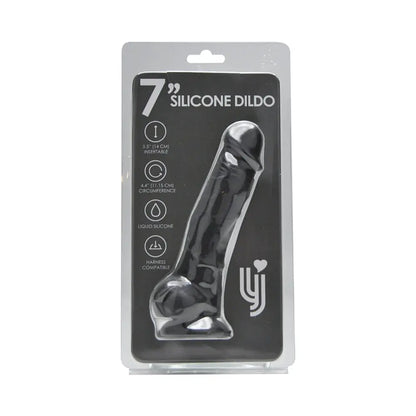 Loving Joy 7 Inch Realistic Silicone Dildo with Suction Cup and Balls Black Loving Joy