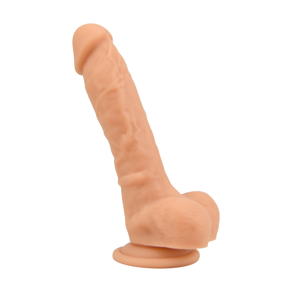 Loving Joy 8 Inch Realistic Silicone Dildo with Suction Cup and Balls Vanilla Loving Joy