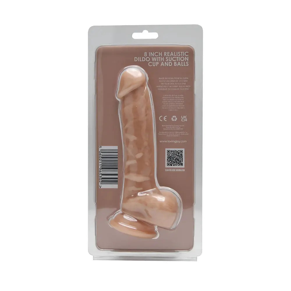 Loving Joy 8 Inch Realistic Silicone Dildo with Suction Cup and Balls Vanilla Loving Joy