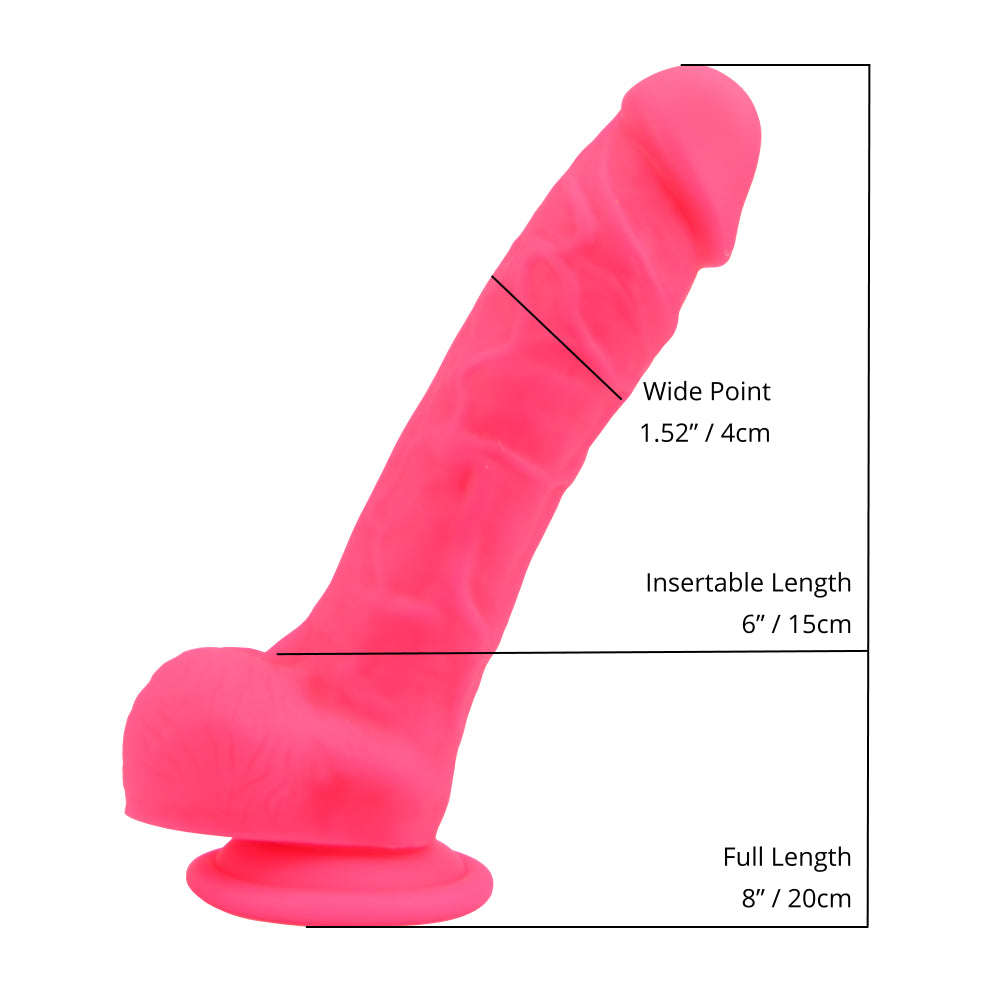 Loving Joy 8 Inch Realistic Silicone Dildo with Suction Cup and Balls Pink Loving Joy