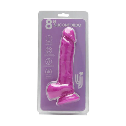 Loving Joy 8 Inch Realistic Silicone Dildo with Suction Cup and Balls Purple Loving Joy