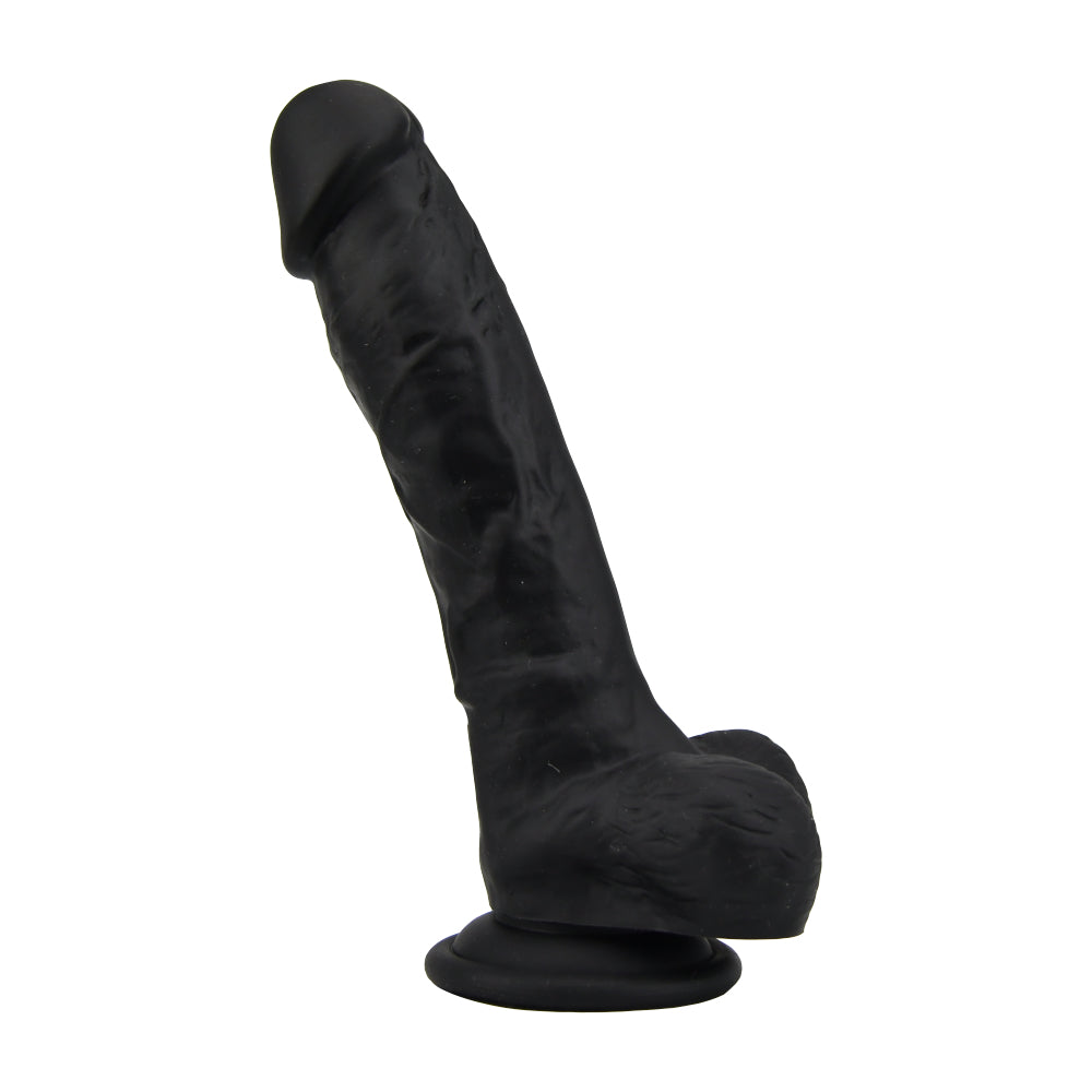 Loving Joy 8 Inch Realistic Silicone Dildo with Suction Cup and Balls Black Loving Joy