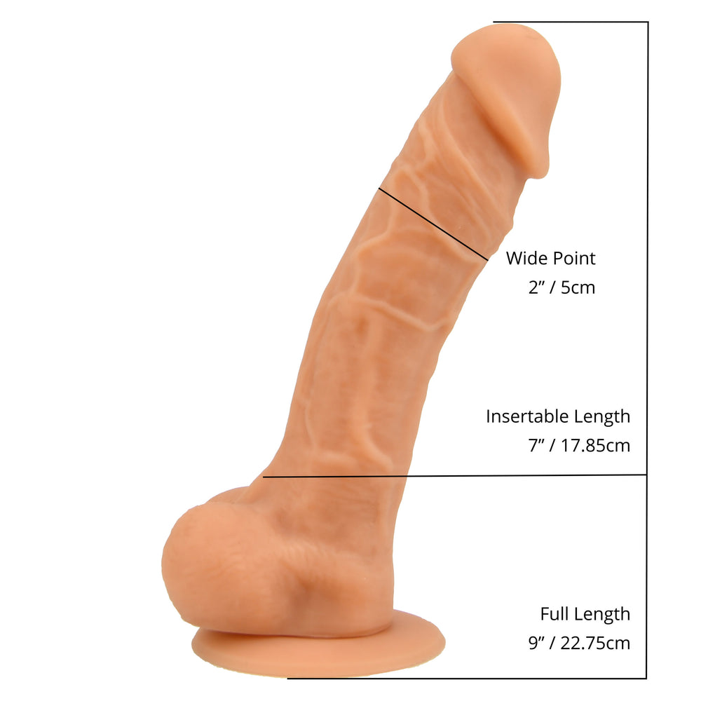 Loving Joy 9 Inch Realistic Silicone Dildo with Suction Cup and Balls Vanilla Loving Joy