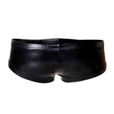 C4M Booty Shorts Black Leatherette Medium Cut 4 Men