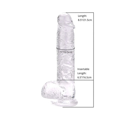 Loving Joy 8 Inch Dildo with Balls Clear Loving Joy