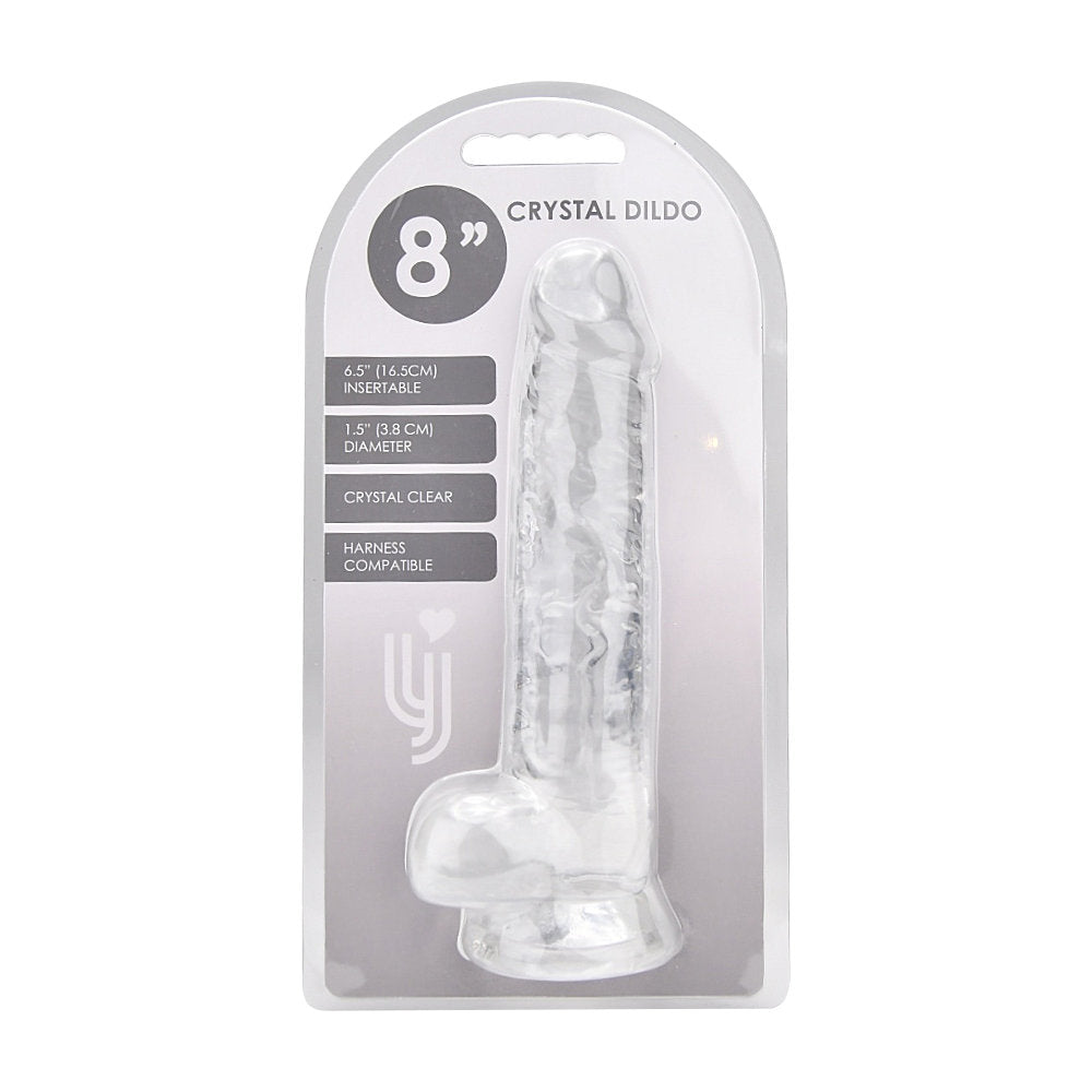 Loving Joy 8 Inch Dildo with Balls Clear Loving Joy