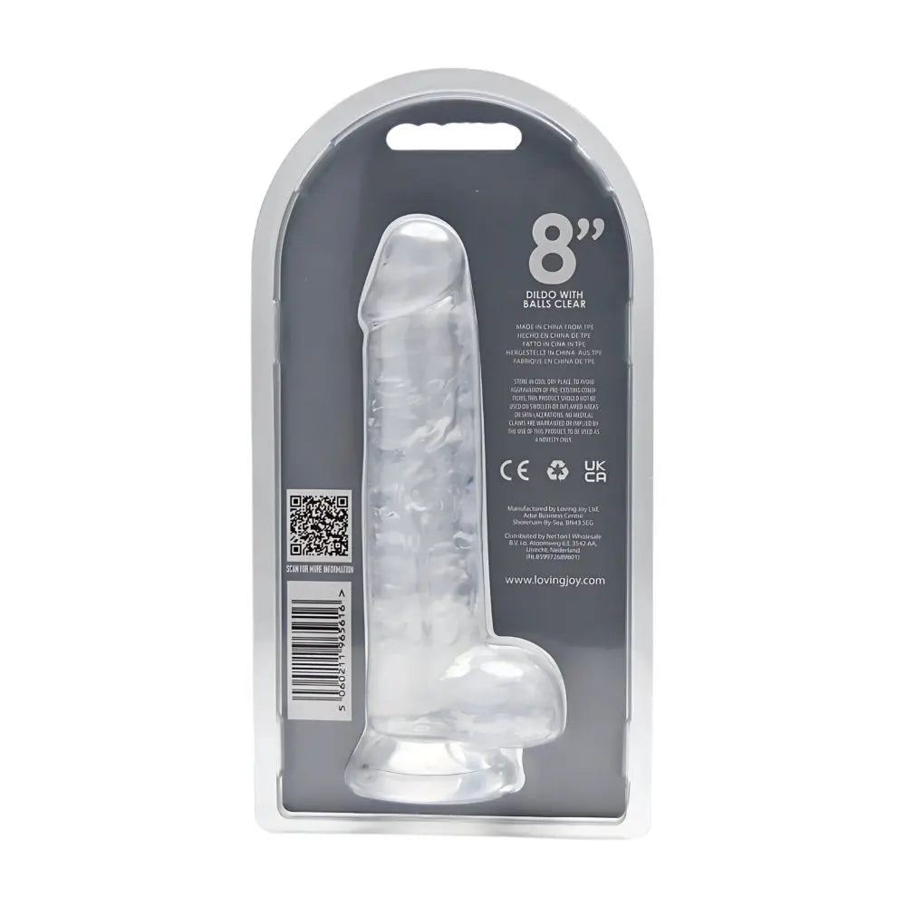 Loving Joy 8 Inch Dildo with Balls Clear Loving Joy
