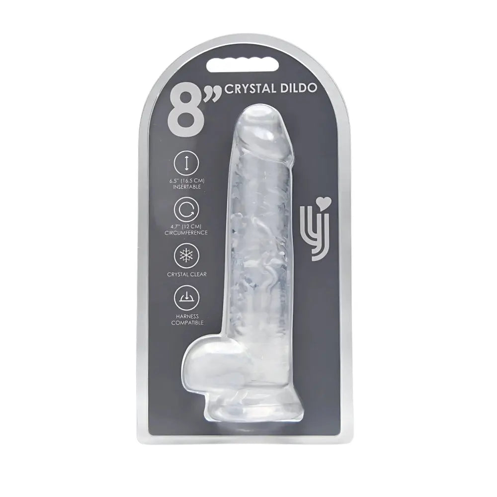 Loving Joy 8 Inch Dildo with Balls Clear Loving Joy