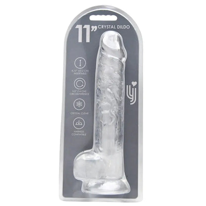 Loving Joy 11 Inch Dildo with Balls Clear Loving Joy