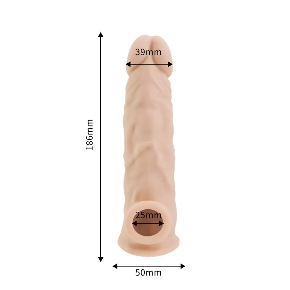 Rev-Sleeves 8.5 Inch Realistic Silicone Penis Extension Sleeve Rev-Sleeves