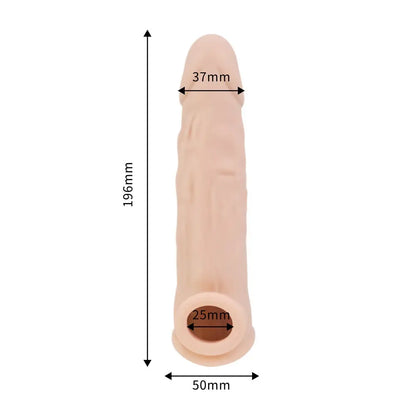 Rev-Sleeves 8 Inch Realistic Silicone Penis Extension Sleeve Rev-Sleeves