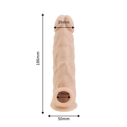 Rev-Sleeves 7.5 Inch Girthy Realistic Silicone Penis Extension Sleeve Rev-Sleeves