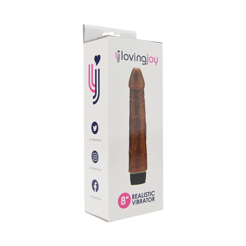 Loving Joy 8 inch Realistic Vibrator Brown Loving Joy