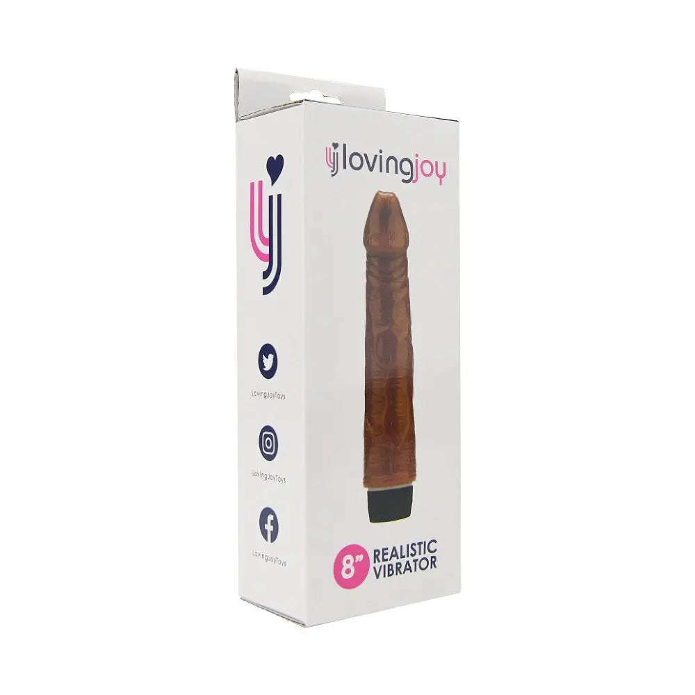 Loving Joy 8 inch Realistic Vibrator Brown Loving Joy