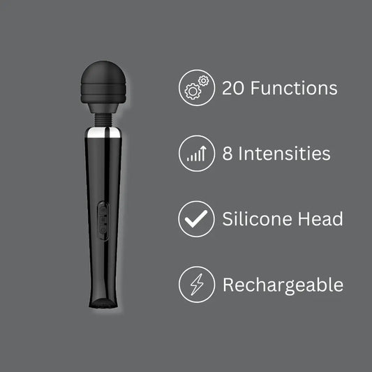 Loving Joy Rechargeable Magic Wand Vibrator Black Loving Joy