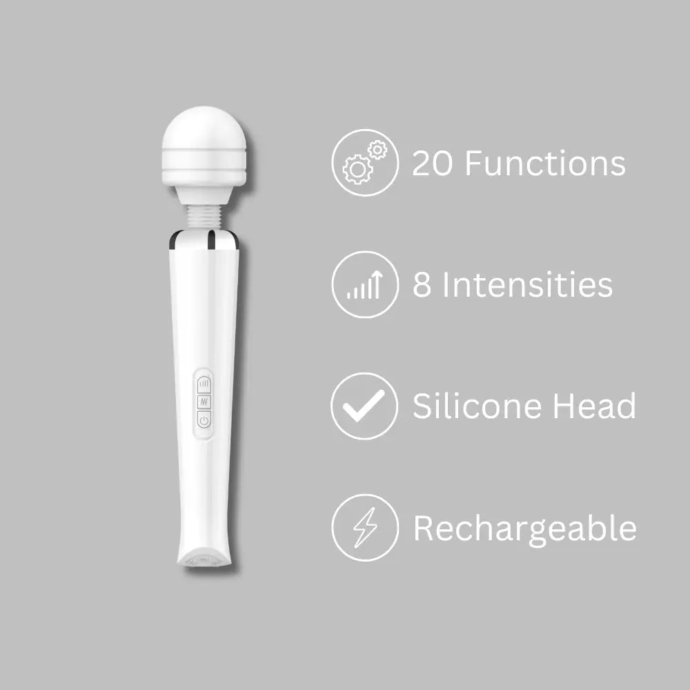 Loving Joy Rechargeable Magic Wand Vibrator White - The Beauty Store Loving Joy Rechargeable Magic Wand Vibrator White - The Beauty Store