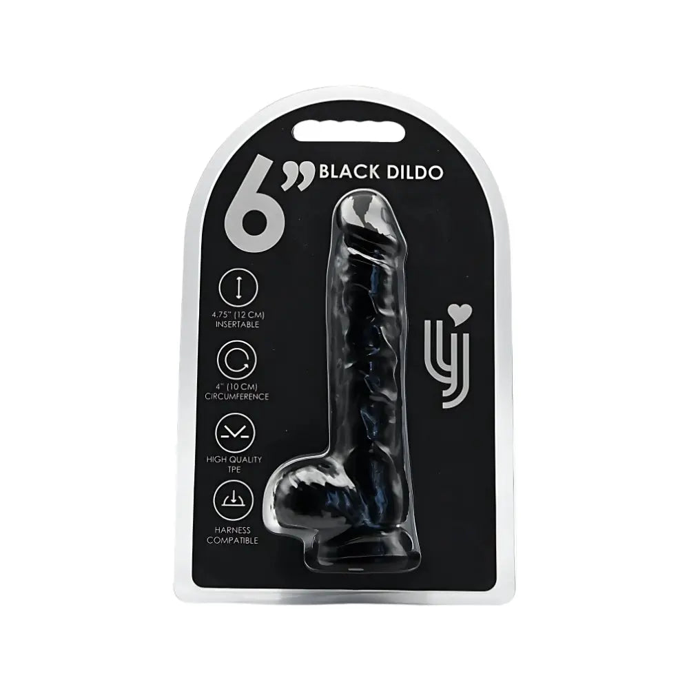 Loving Joy 6 Inch Dildo with Balls Black Loving Joy