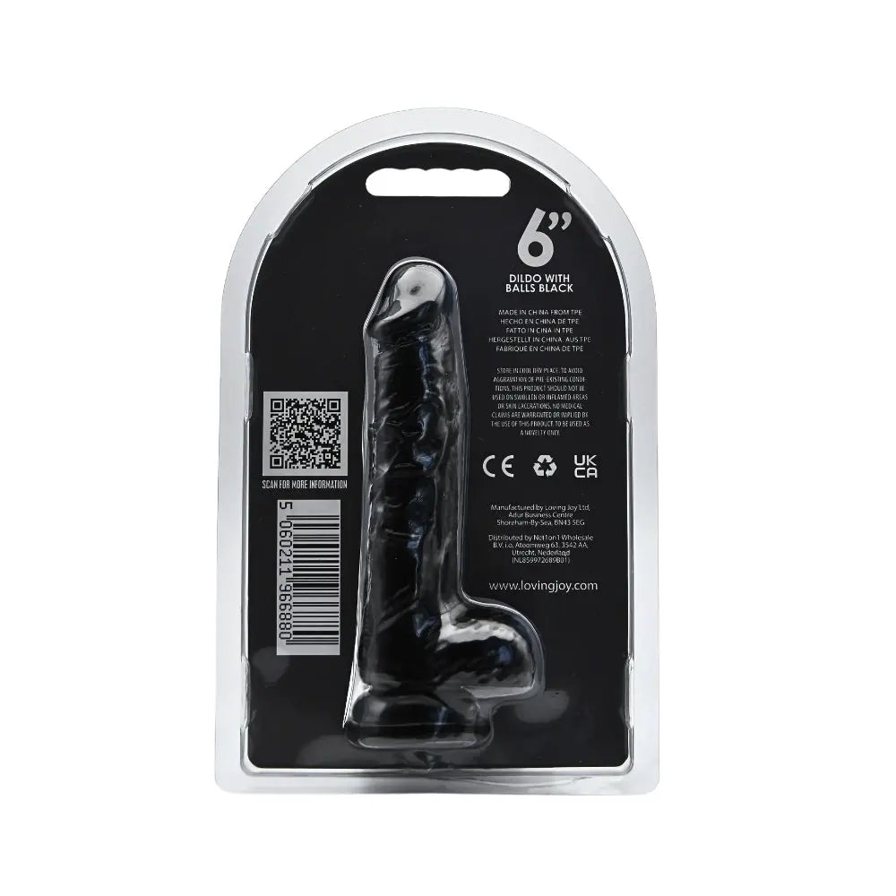 Loving Joy 6 Inch Dildo with Balls Black Loving Joy
