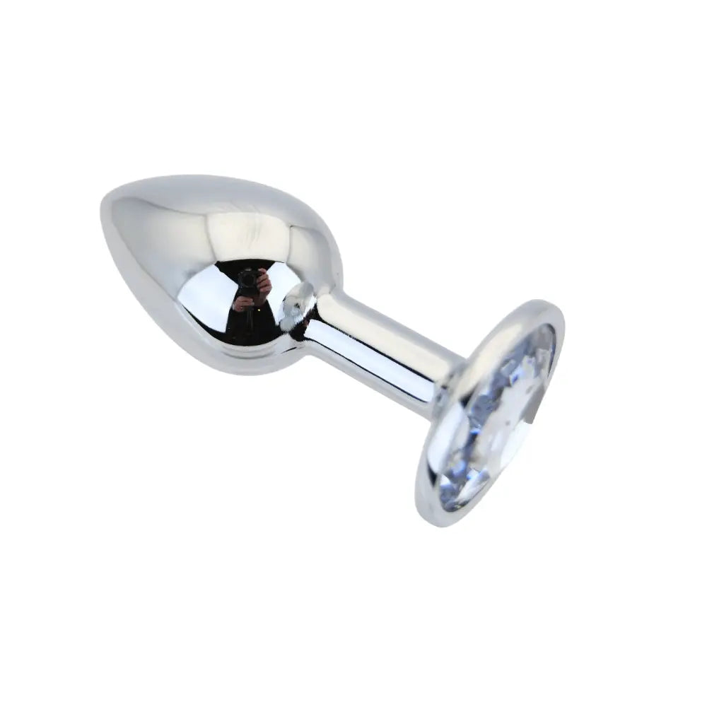 Toosh Silver Metal Butt Plug Small Clear Stone Toosh