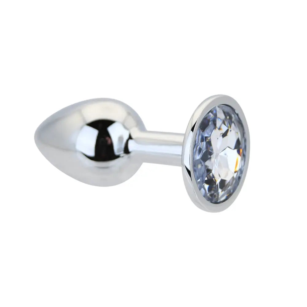Toosh Silver Metal Butt Plug Small Clear Stone Toosh
