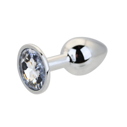 Toosh Silver Metal Butt Plug Small Clear Stone Toosh