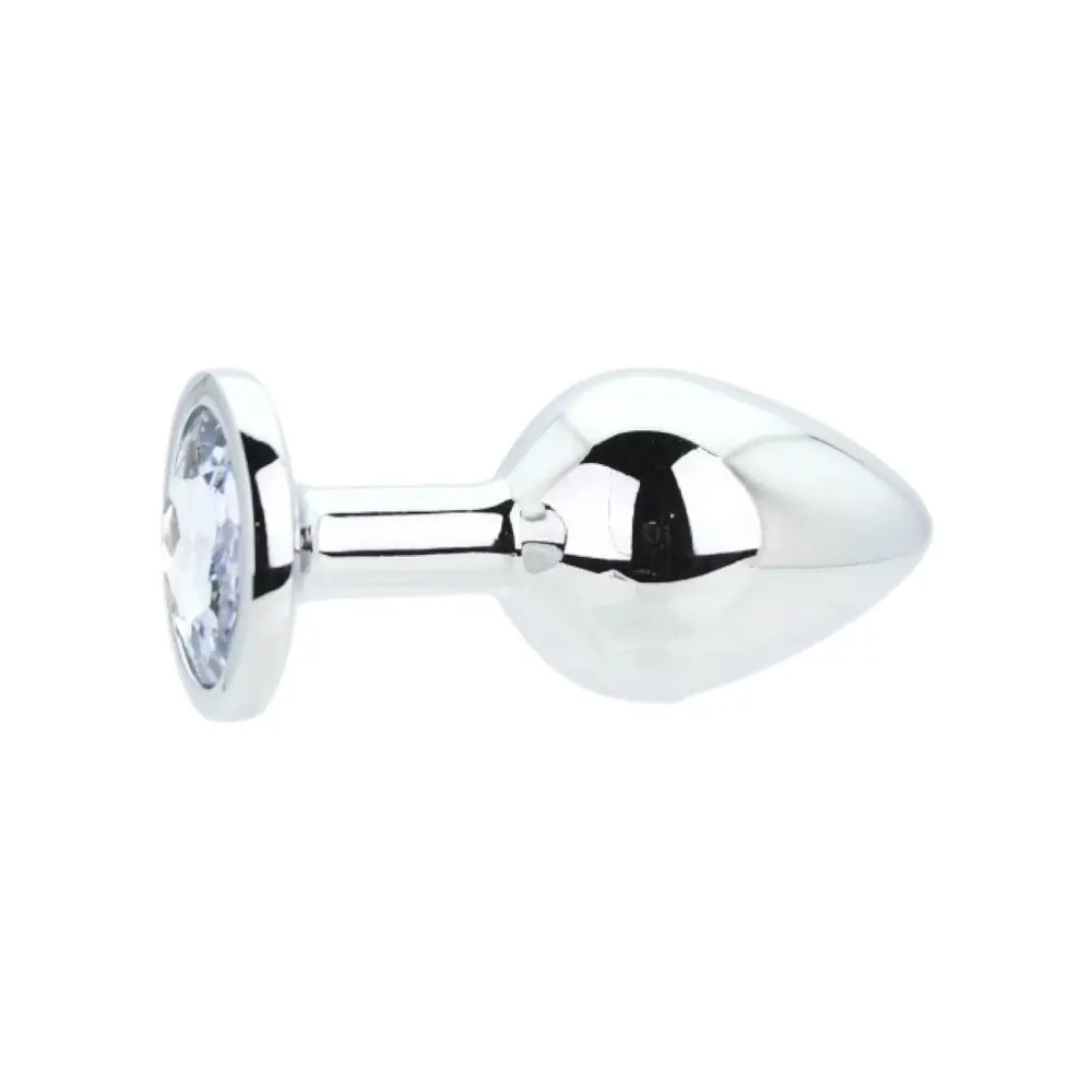 Toosh Silver Metal Butt Plug Medium Clear Stone Toosh