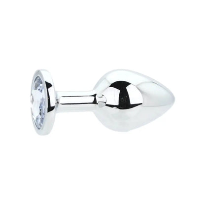 Toosh Silver Metal Butt Plug Medium Clear Stone Toosh