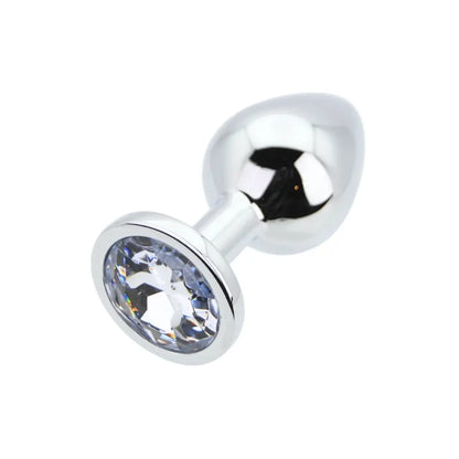 Toosh Silver Metal Butt Plug Medium Clear Stone Toosh
