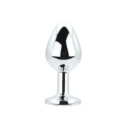 Toosh Silver Metal Butt Plug Medium Clear Stone Toosh