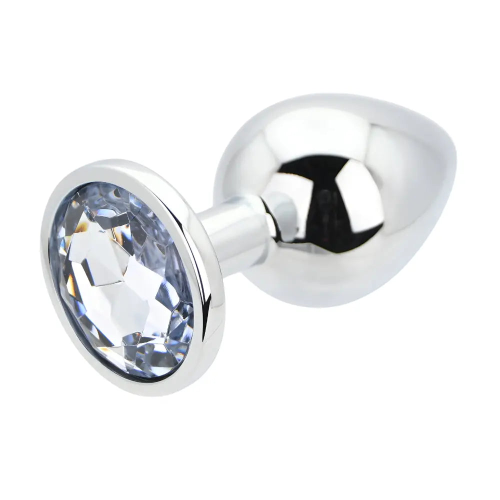 Toosh Silver Metal Butt Plug Large Clear Stone Toosh